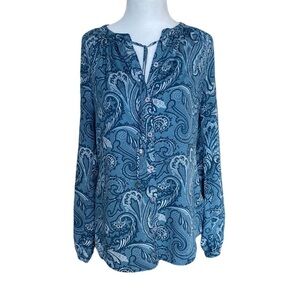 MICHAEL Michael Kors Button Up Paisley Print V-Neck Blouse Size Small